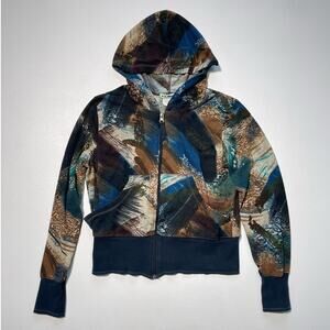 Vtg Y2K Earth Toned Zip Up Fitted Hoodie / Fairy Grunge / Sz L / 2000s Sweater